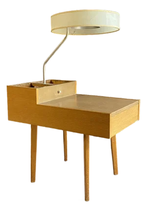 George Nelson for Herman Miller Leather Wrapped End Table With Lamp Model 4634-L
