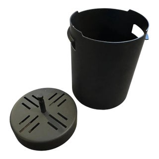 1980s Minimalist Black Steel Ice Bucket by Gio Ponti for Fratelli Calderoni For Sale