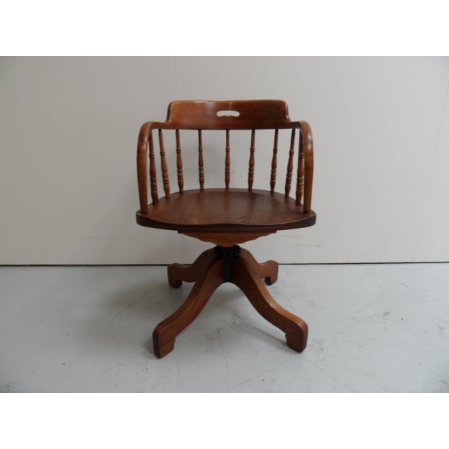 Antique Oak Rotating Desk Armchair, 1890s For Sale - Image 11 of 12
