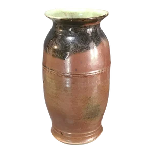 Vintage Mid-Century Modern Drip Glazed Pottery Earth Tones Vase