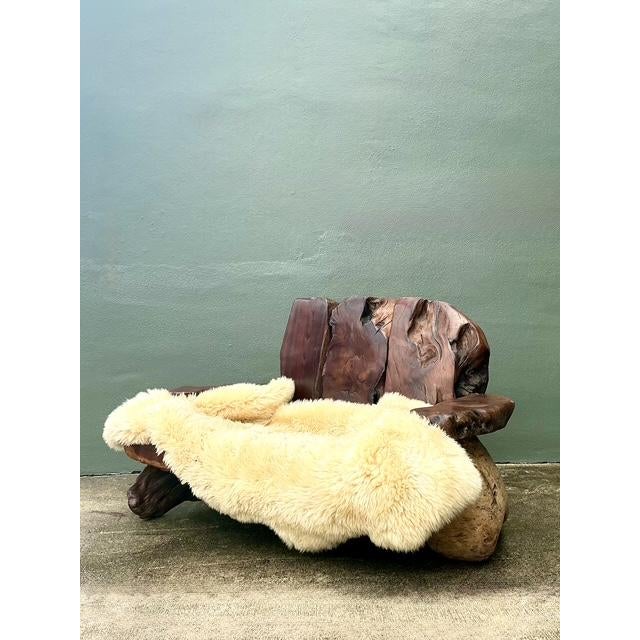 Vintage Redwood Slab Sofa After Darryl Stokes For Sale - Image 4 of 12