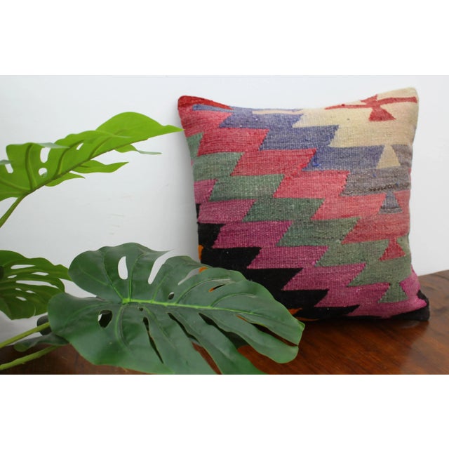 Royal Blue Turkish Kilim Decorative Pillow Cover - 19"x19.5" For Sale - Image 8 of 9