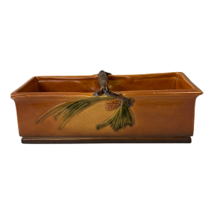 1940s Roseville Pine Cone Brown Rare Window Box Planter W/ Handle