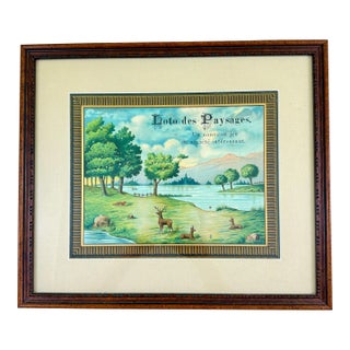 Loto Des Paysages French Game Box Lid, Chromolithograph, Framed, Circa 1900 For Sale