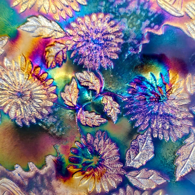 Amethyst Classic Period Imperial Amethyst Carnival Glass Windmill Footed Bowl For Sale - Image 8 of 9