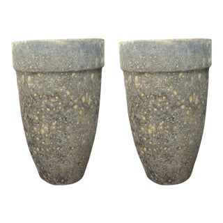 1960s Monumental Pair of Glazed Pottery Garden Urns For Sale