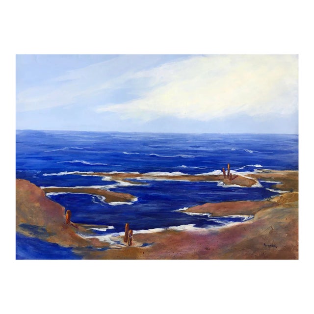 1980s Ingrid Hofer Coastal Acrylic Painting For Sale