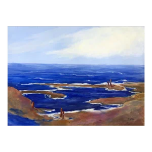 1980s Ingrid Hofer Coastal Acrylic Painting