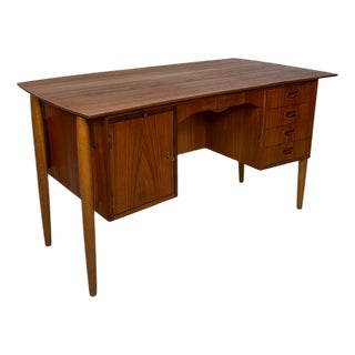 Mid-Century Danish Curved Teak Writing Desk, 1960s For Sale