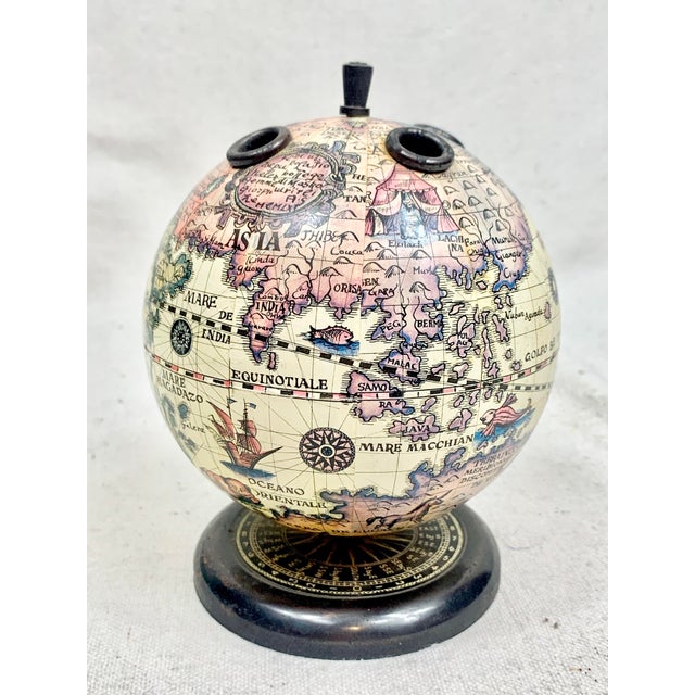 Rustic European Vintage Old World Globe Pen and Pencil Holder For Sale - Image 3 of 11