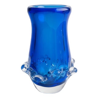 Vintage Czech Art Glass Vase in Blue Metallurgical Glass by Ladislav Paleček, 1970s For Sale