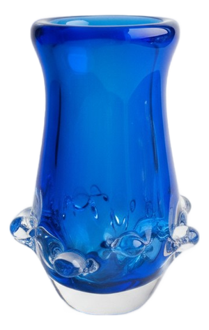 Vintage Czech Art Glass Vase in Blue Metallurgical Glass by Ladislav Paleček, 1970s