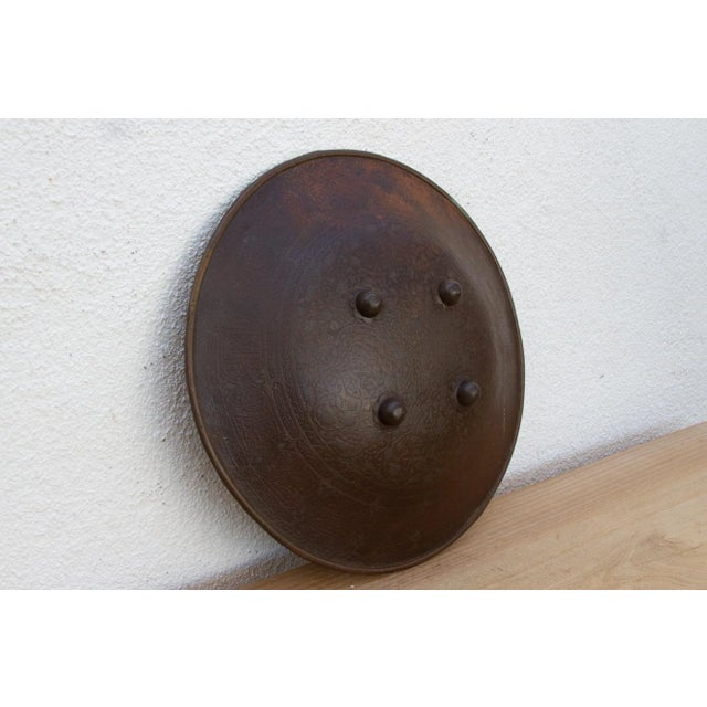 Antique Indian Engraved Metal Shield For Sale - Image 4 of 9