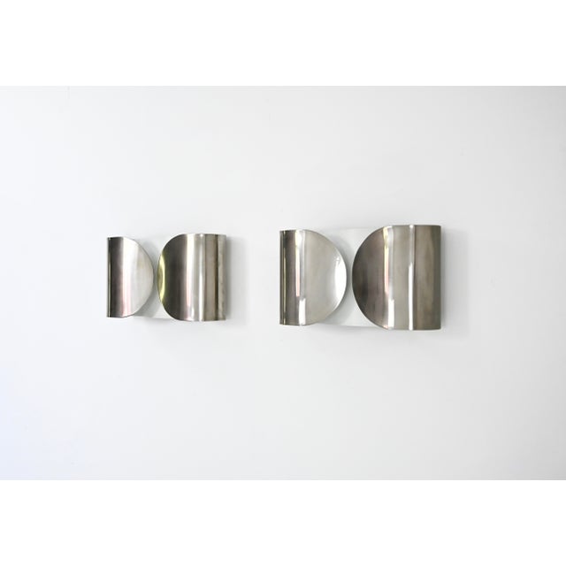 1960s Chrome Foglio Wall Lamps by Tobia and Afra Scarpa for Flos, 1960s, Set of 2 For Sale - Image 5 of 13