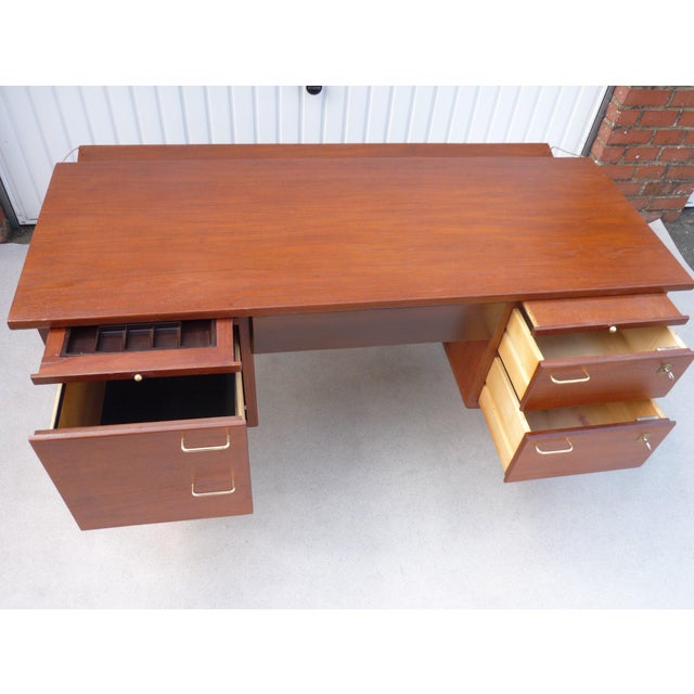 Vintage Brown Desk in Teak, 1950s For Sale - Image 12 of 13