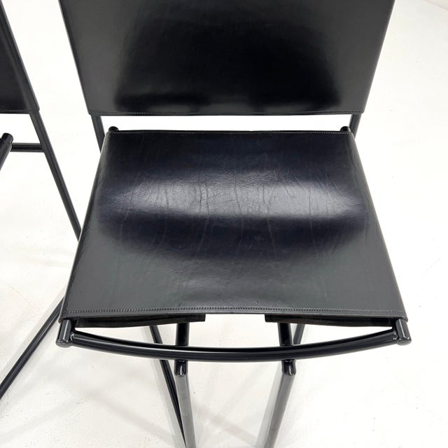 Model 91 Chairs in Black Leater by Mario Botta for Alias, 1990s, Set of 4 For Sale - Image 10 of 16