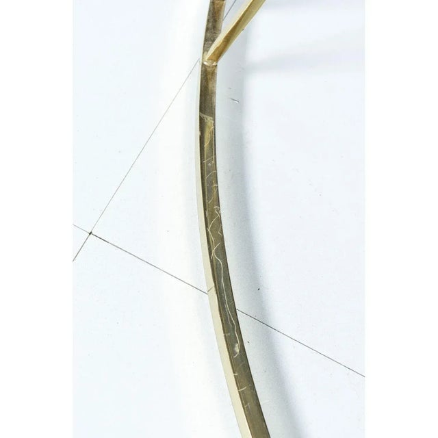 Curved 1970s Gold Brass Colored Sofa Table Console With Glass Top For Sale - Image 12 of 12