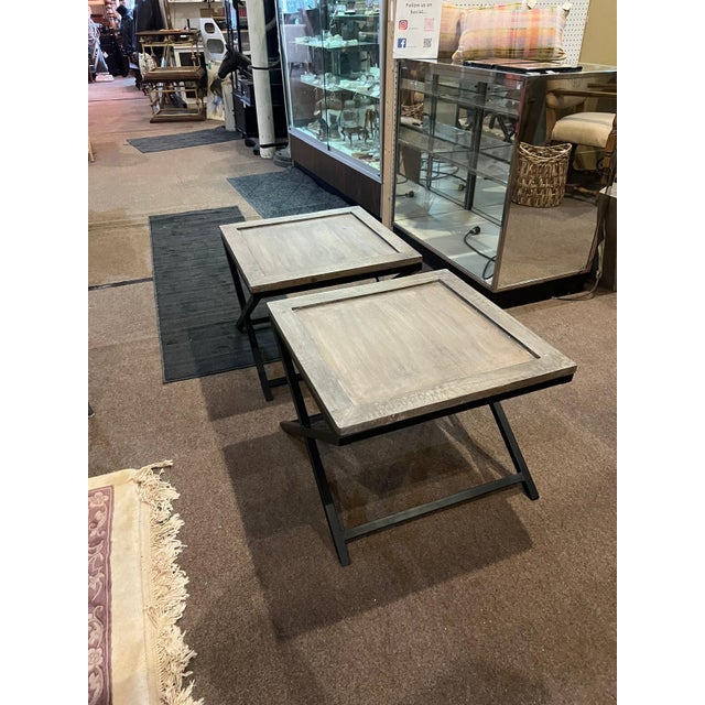 Vintage Wood & Iron Side Tables For Sale - Image 4 of 8