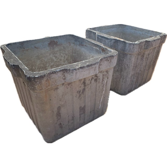 Curated visual reference: Picture Idea: French Mid Century Modern Planters Pair Square Cement Concrete Garden