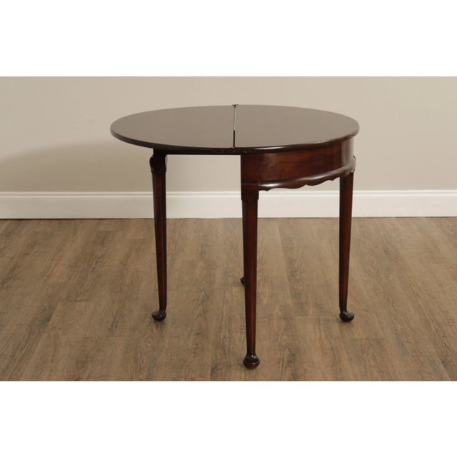 1980s 1980s Statton Queen Anne Style Cherry Demilune Console Game Table For Sale - Image 5 of 12