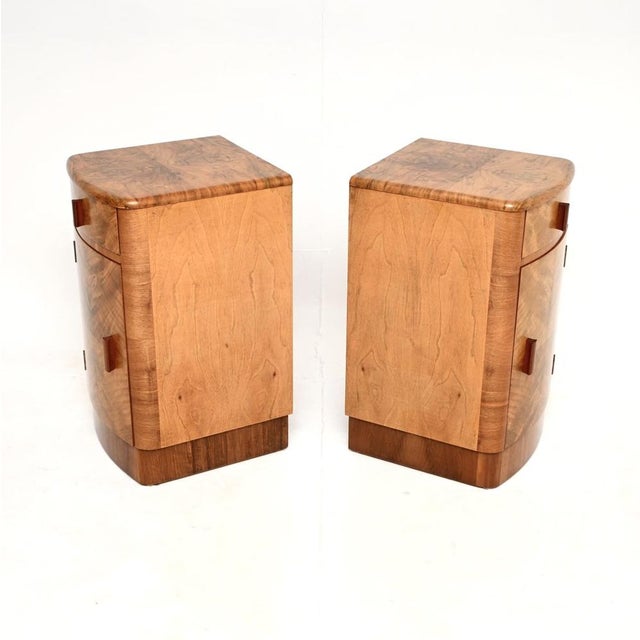 Art Deco Walnut Bedside Cabinets, 1930s, Set of 2 For Sale - Image 4 of 12