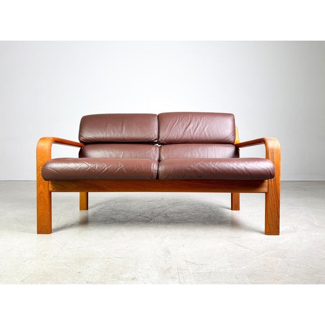 Mid-Century Modern Mid-Century 2-Seater Sofa in Teak and Leather from L. Olsen & Søn For Sale - Image 3 of 8