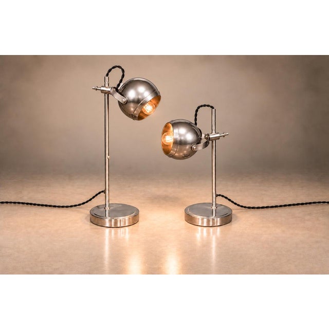 1960s Brazilian Modern Chrome-Plated Table Lamps, - Pair Rewired For Sale - Image 17 of 18