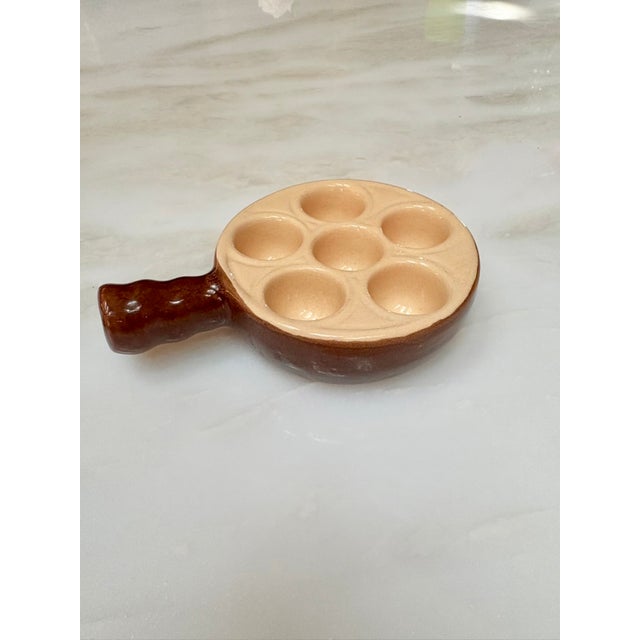 French Provincial Vintage Emile Henry Stoneware Escargot Dish, France For Sale - Image 3 of 5