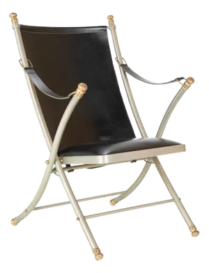 Maison Jansen Brushed Steel and Brass Campaign Armchair