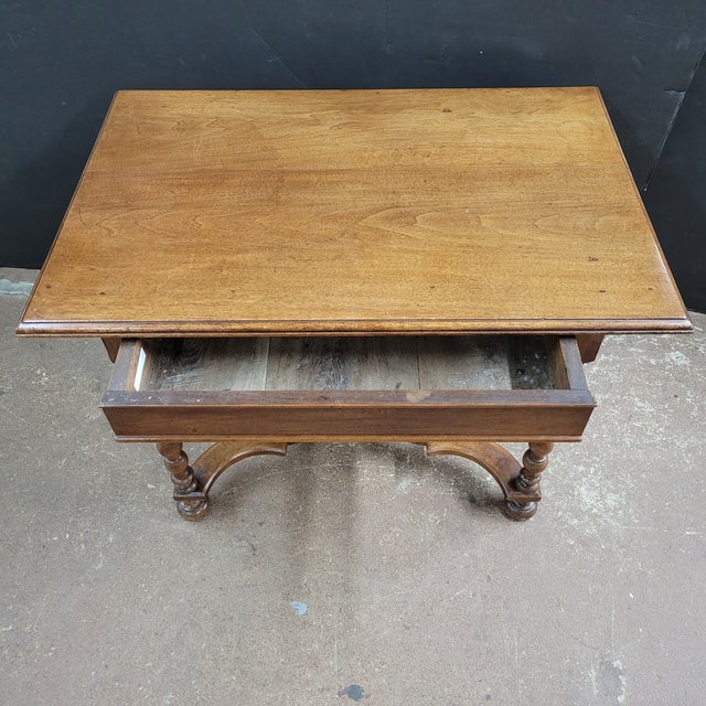 Late 19th Century French 19th Century Walnut Side Table With X-Stretcher, Turned Legs & a Drawer For Sale - Image 5 of 18