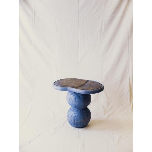 Cell Solid European Cherry Toulouse Cyan Bedside Table by Marco Calhau Dimensions: D 35 x W 45 x H 45 cm. Materials: Solid...