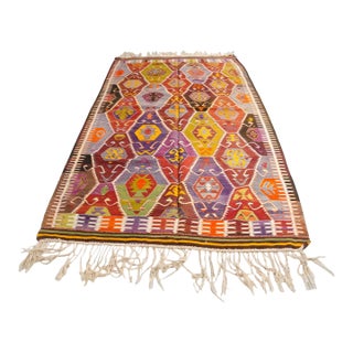 Mid 20th Century Handwoven Large Diamond Medallion Tribal Rug For Sale