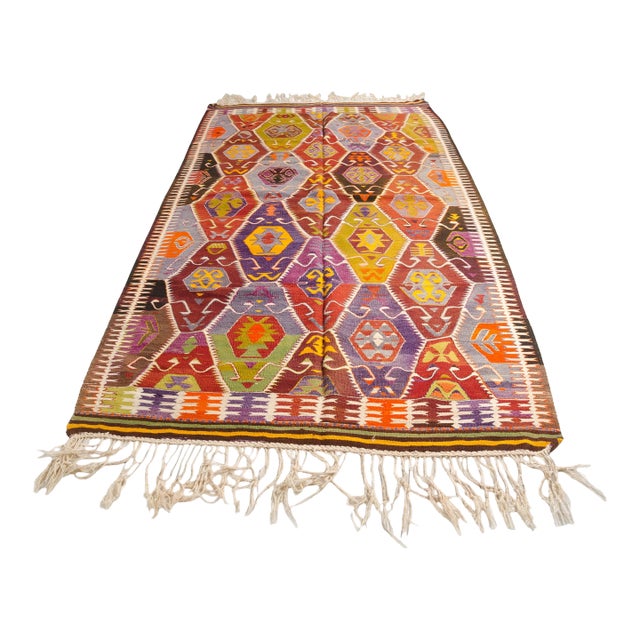 Mid 20th Century Handwoven Large Diamond Medallion Tribal Rug For Sale
