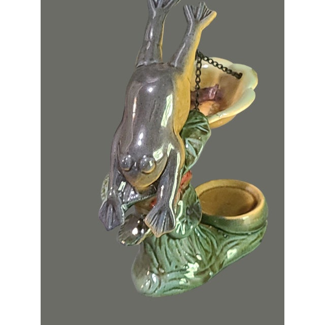 Majolica Ceramic Frog Incense Scented Oil Burner For Sale - Image 6 of 8