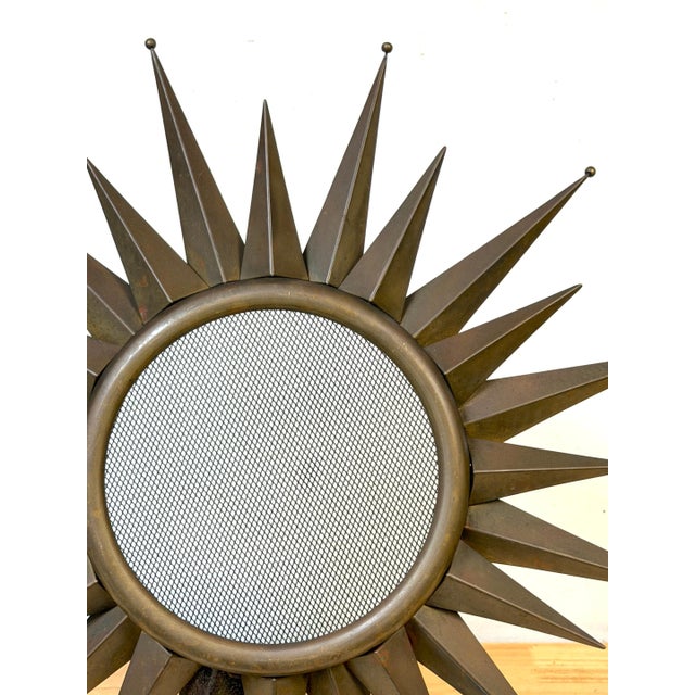 Mid 20th Century Diminutive Jacques Adnet, Attributed -Sunburst Fire Screen, France, C 1950 For Sale - Image 5 of 12