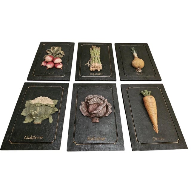 English Set/6 Trompe l'Oeil Vegetable Wall Sculptural Art For Sale - Image 3 of 12
