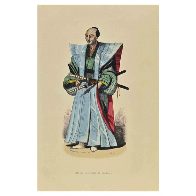 Auguste Wahlen, Japanese in Ceremonial Costume, Lithograph, 1844 For Sale