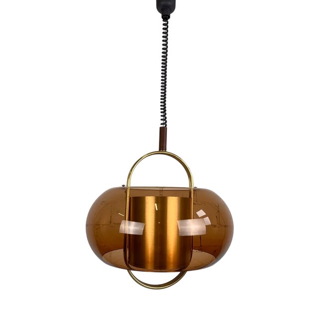 Vintage Pendant Lamp in Smoked Brown Acrylic, 1970s For Sale