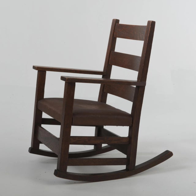 1900s Vintage Gustav Stickley Craftsman Furniture Child's Rocking Chair For Sale - Image 13 of 13