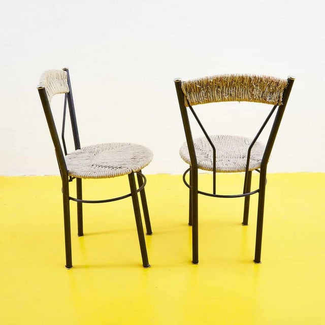 Wicker Metal Chairs, Set of 2 For Sale - Image 5 of 7