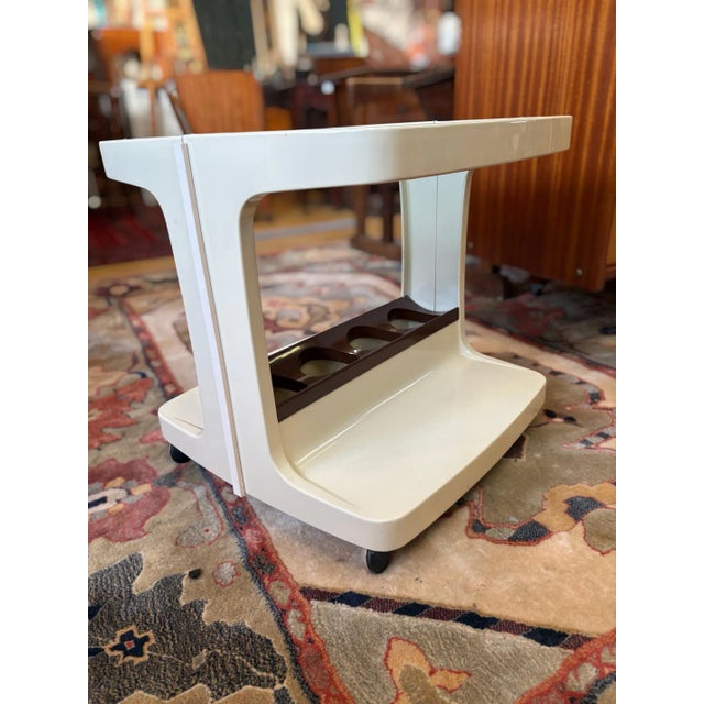 Vintage Rolling Trolley in Plastic and Smoked Mirror, 1970s For Sale - Image 3 of 10