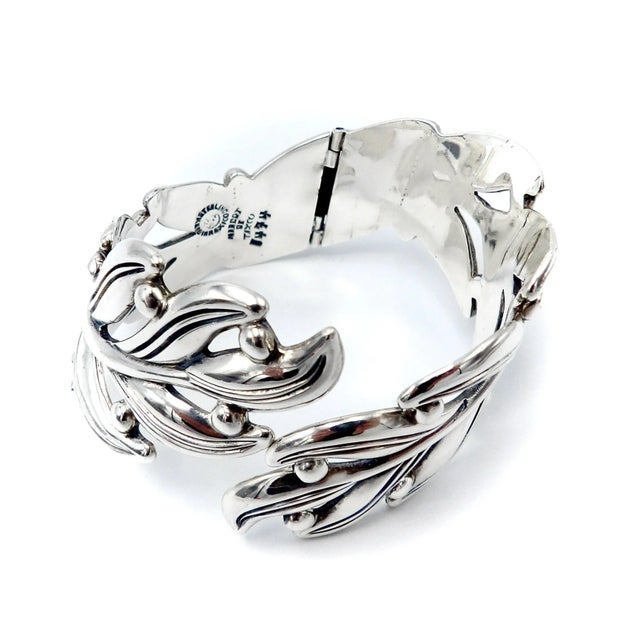 Metal Margot De Taxco Sterling Silver Leaf Bracelet For Sale - Image 7 of 7