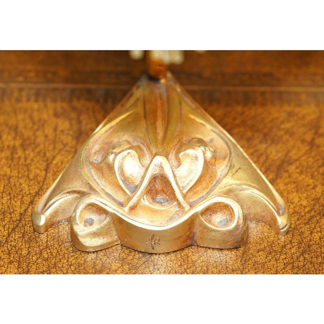 Metal Vintage Art Nouveau Gilt Bronze and Glass Table Lamps by Hector Guimard, 1920, Set of 2 For Sale - Image 7 of 18