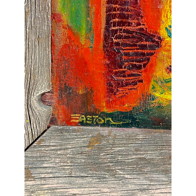 1960s C.1960s Modernist Autumnal Abstract Oil Painting by Lawrence Easton For Sale - Image 5 of 6