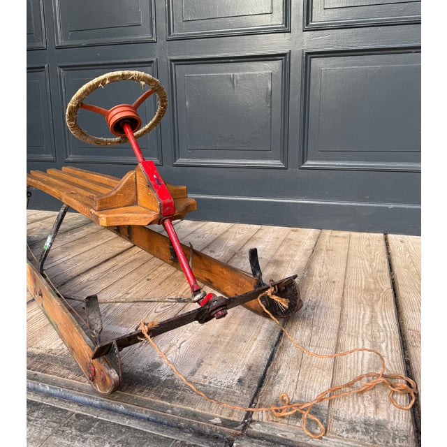 Vintage Steering Sled in Oak, 1920s For Sale - Image 4 of 17
