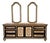 Late 20th Century Wood Dresser With Mirrors, Hand Painted Black & Gold Dresser, One of a Kind Statement Furniture For Sale