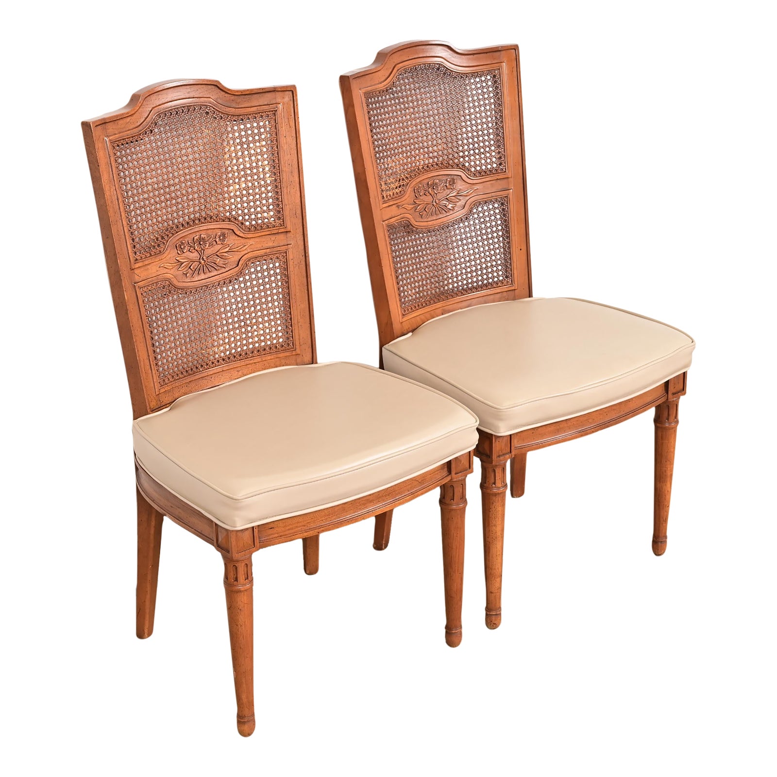 Henredon French Regency Louis XVI Carved Walnut Cane Back Side