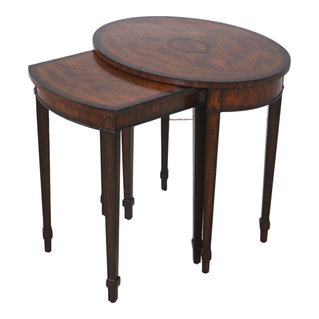 Maitland Smith Oval Pair of Nesting Tables For Sale