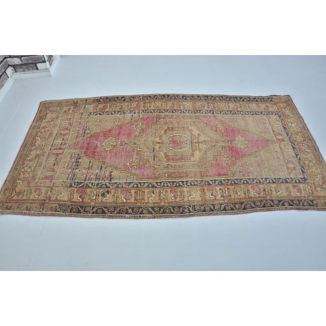 Handmade wool carpet in Turkish Anatolia , Vintage Oushak Rug,Turkish Vintage Anatolian Rug, Handmade wool Rug . One Of...