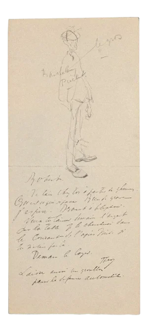 Unknown, Artist Out for A Walk, Drawing, Mid-20th Century